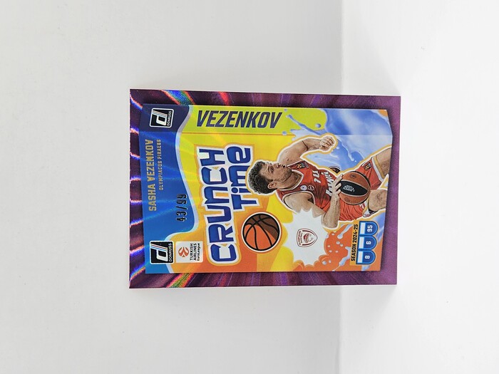 2024-25 PANINI DONRUSS EUROLEAGUE OLYMPIACOS SASHA VEZENKOV ''CRUNCH TIME'' PURPLE LASER 43/99