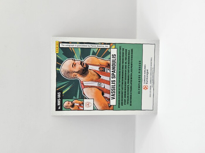 2024-25 PANINI DONRUSS EUROLEAGUE OLYMPIACOS VASSILIS SPANOULIS NET MARVELS RED LASER AUTOGRAPH 19/99